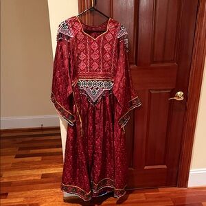 Maroon Afghani Dress